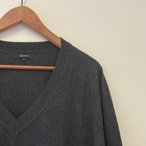 Quince V Neck Lightweight Sweater in Charcoal